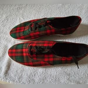 Plaid Red and Green Women's Shoes